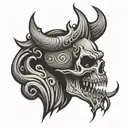 Devil skull side profile new school tattoo stencil tattoo design idea