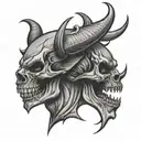 Devil skull side profile new school tattoo stencil tattoo design idea
