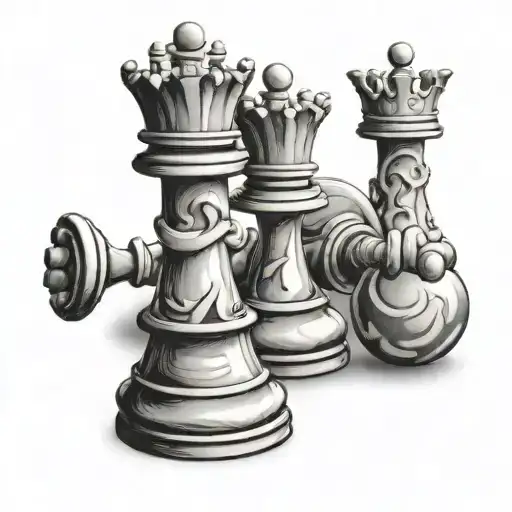Chess pieces forming a family tattoo design idea