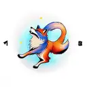 fox running with grace on a clock tattoo design idea
