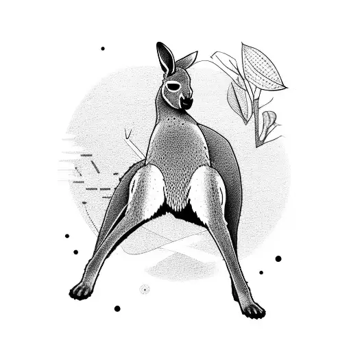 a kangaroo sitting on the top of a train tattoo design idea
