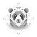 bear plays Fender Stratocaster guitar in woods , picture is in a tribal cyrcle , fire rain rains from the sky above tattoo design idea