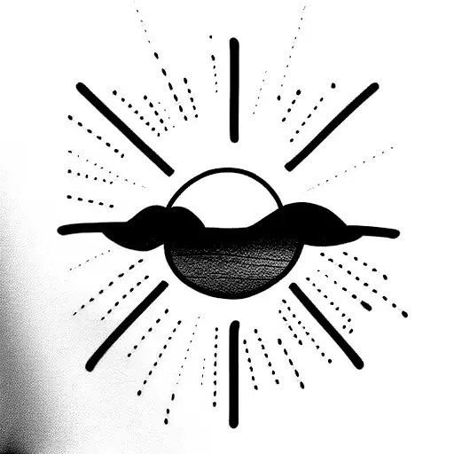 puesta de sol con color tattoo design idea