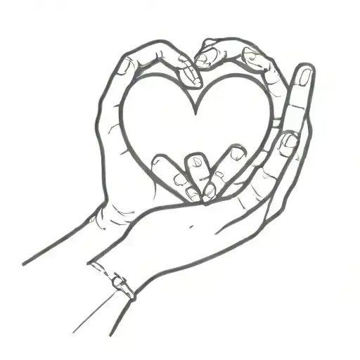 A minimalist tattoo of a pair of hands holding a small heart, symbolizing your dedication to your family and your students tattoo design idea