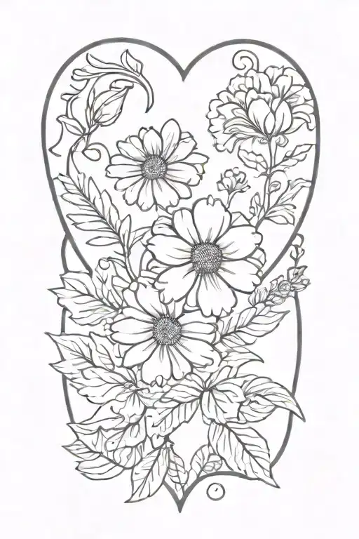 Marigold and Heart tattoo design idea
