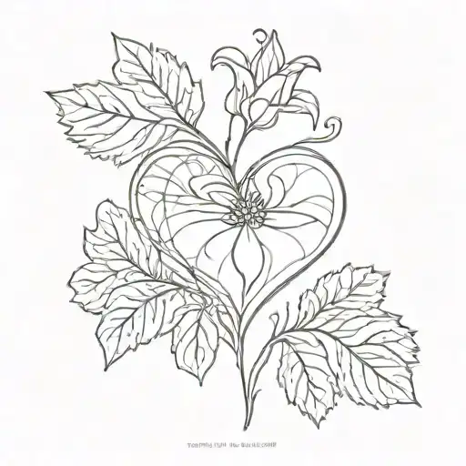  heart framed by one marigold leaf tattoo design idea