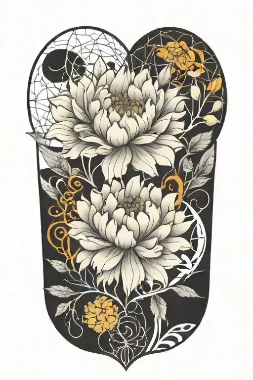 Marigold and Heart tattoo design idea