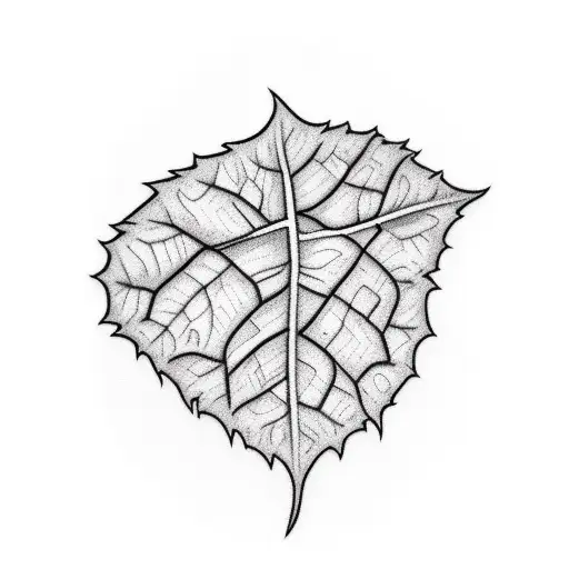 black and white leaf bleeding tattoo design idea