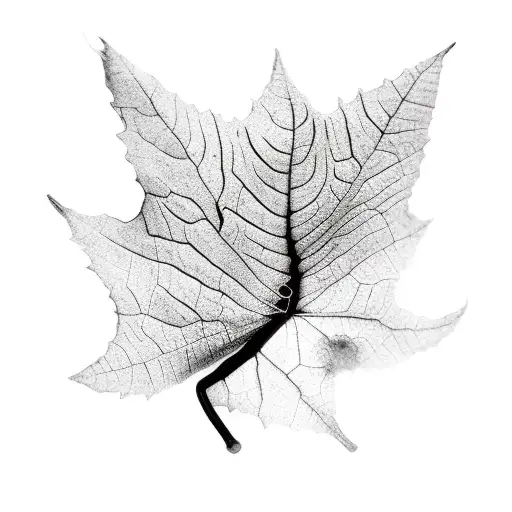 black and white leaf bleeding tattoo design idea