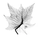 black and white leaf bleeding tattoo design idea