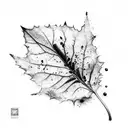 black and white leaf bleeding tattoo design idea
