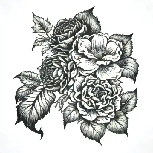 january and august birth flowers with a leo sign tattoo design idea