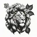august and january birth flower with lion head  tattoo design idea