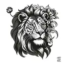 august and january birth flower with lion head  tattoo design idea