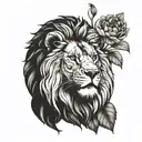 august and january birth flower with lion head  tattoo design idea