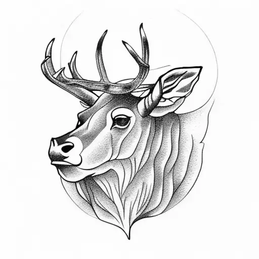 red stag sunrise candy  tattoo design idea