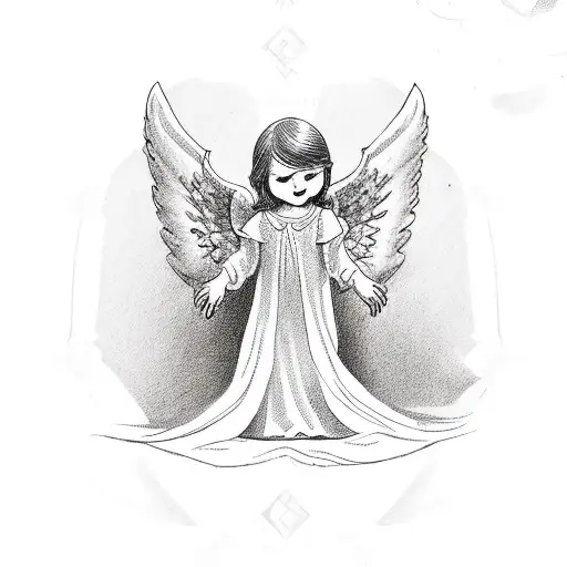 angel on a rocking chair  tattoo design idea