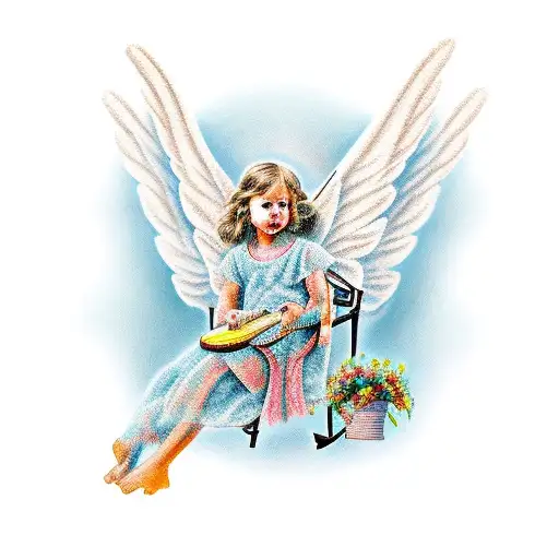 angel on a rocking chair  tattoo design idea