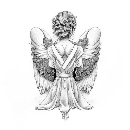 angel on a rocking chair  tattoo design idea