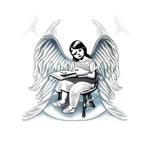 angel on a rocking chair  tattoo design idea