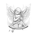 angel on a rocking chair  tattoo design idea