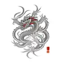 dragon and samurai fighting  tattoo design idea