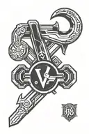 mechanics wrench crossed over v8 symbol tattoo design idea