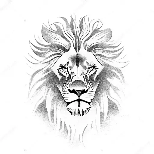 A majestic lion standing in front of a medieval castle tattoo design idea