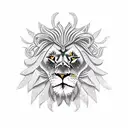 A majestic lion standing in front of a medieval castle tattoo design idea