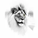 A majestic lion standing in front of a medieval castle tattoo design idea