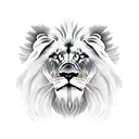 A majestic lion standing in front of a medieval castle tattoo design idea