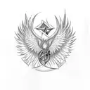 A phoenix rising from the ashes with the symbol of the One Ring from Lord of the Rings tattoo design idea