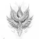 A phoenix rising from the ashes with the symbol of the One Ring from Lord of the Rings tattoo design idea