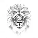 A majestic lion standing in front of a medieval castle tattoo design idea