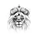 A majestic lion standing in front of a medieval castle tattoo design idea