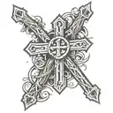 Christian cross with a crown of thorns on top tattoo design idea