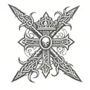 Christian cross with a crown of thorns on top tattoo design idea