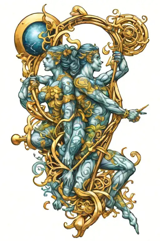 gemini Sagittarius aquarius astrology sign entangled tattoo design idea