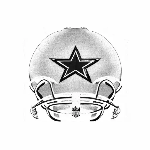 A fierce and majestic depiction of a Dallas Cowboys helmet with the player's number incorporated into the design tattoo design idea