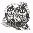 sled with Huskies the front most Huskies are wolves breaking loose   tattoo design idea