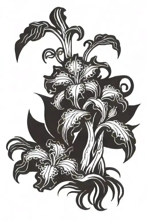 Stormy Forest tree roots bearded iris  tattoo design idea