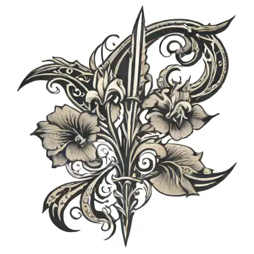 bearded iris elvish sword   tattoo design idea