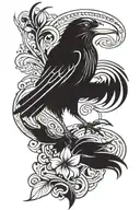 abstract raven iris flower tattoo design idea