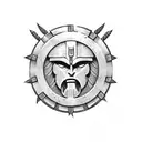Incorporate a Spartan shield into a warrior design tattoo design idea