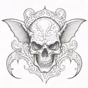 bat's scull without wings tattoo design idea
