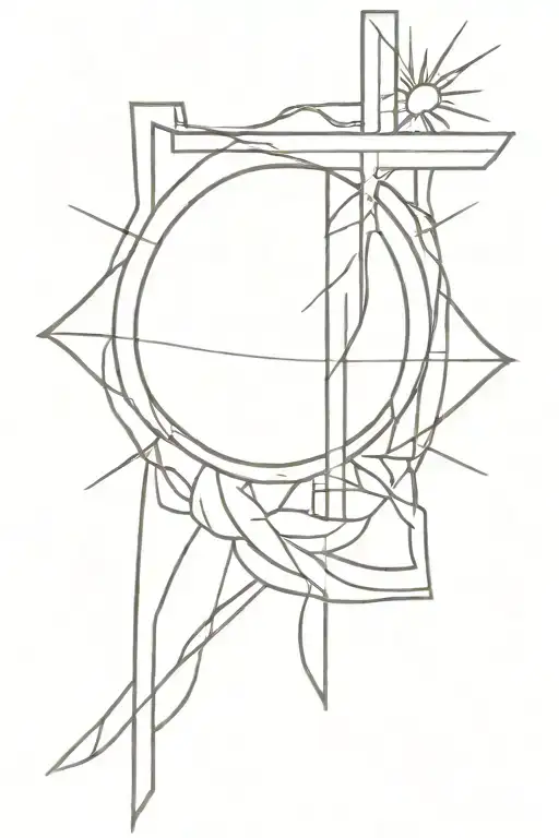 Design a sketch-style tattoo that blends elements of Filipino culture, like the sun and Jesus cross, with a modern twist for a visually captivating piece. tattoo design idea