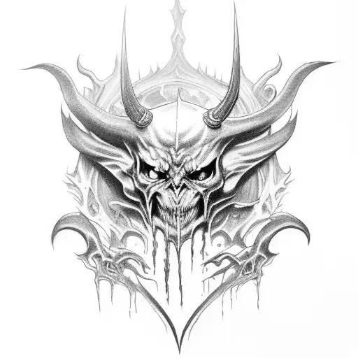 Demon Warlock with black metal inspirations tattoo design idea