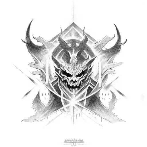 Demon with black metal inspirations tattoo design idea