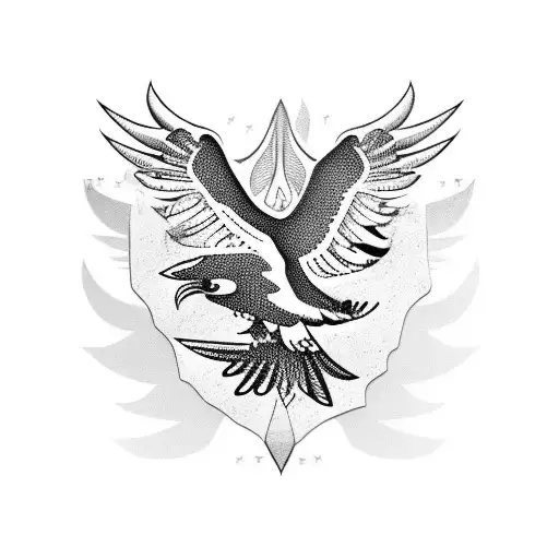 flying eagle holding a leather pouch on its talons tattoo design idea