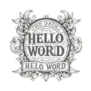 Hello World text on the world  tattoo design idea